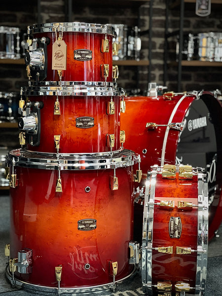 YAMAHA 50TH ANNIVERSARY 5-PIECE BIRDSEYE MAPLE AMBER SUNBURST SHELL PACK WITH GOLD HARDWARE #476 - Into Music Store