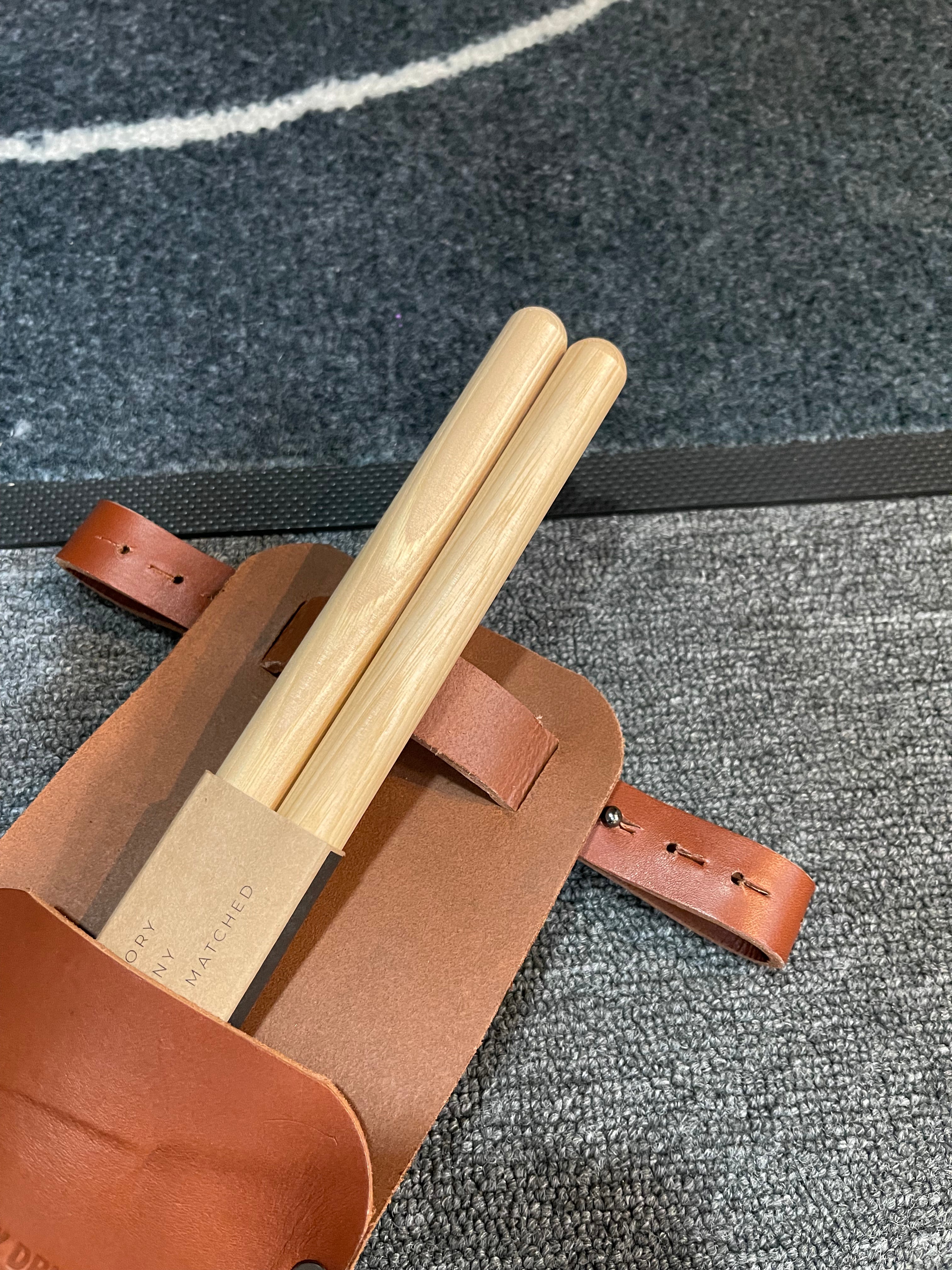 Barkby Drum Company Leather Drumstick Pouch Holder - Tan - Into Music Store