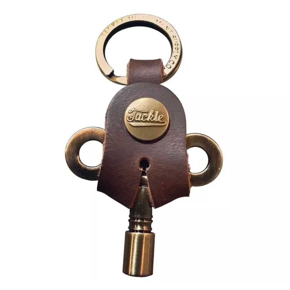 TACKLE TIMEKEEPERS DRUM KEY - ANTIQUE BRASS VINTAGE STYLE GIFT LEATHER - Into Music Store