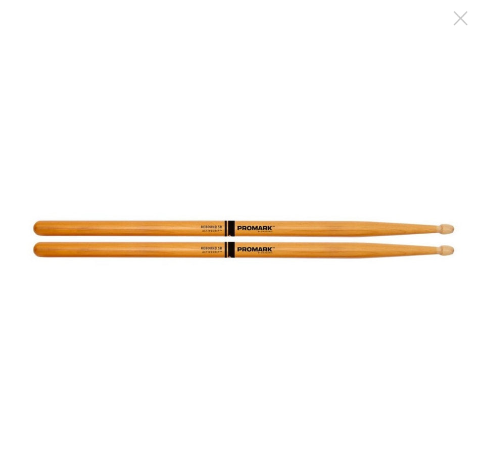Promark Rebound 5B ActiveGrip Clear Hickory Drumsticks, Wood Tip - Into Music Store