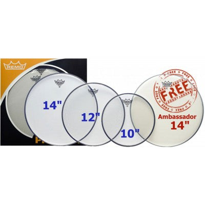 Remo PP-0240-BE Emperor Clear ProPack Plus 14in Ambassador, Fusion
