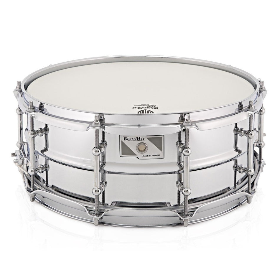 WorldMax Steel Snare Drum | 14 x 5.5" - Beaded Chrome Over - Into Music Store