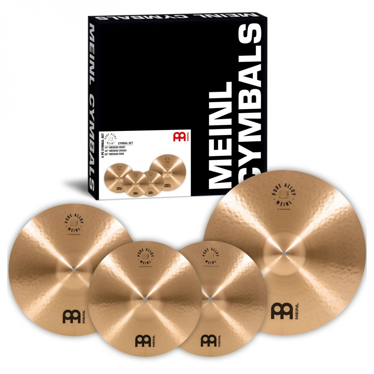 Meinl Pure Alloy Cymbal Set - PA14MH + PA16MC + PA20MR - Into Music Store