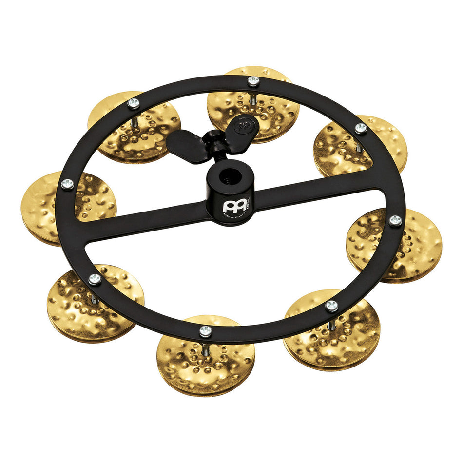 Meinl Headliner Series HiHat Tambourine, Single Row, Hammered Brass Jingles, Black HTHH1B-BK - Into Music Store