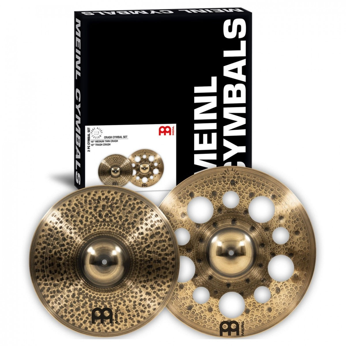 Meinl Pure Alloy Custom Crash Cymbal Set - PAC16MTC + PAC18TRC + SB106 - Into Music Store